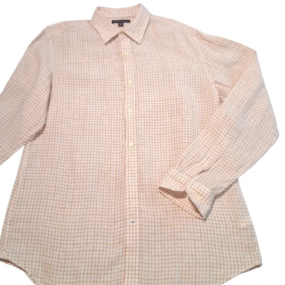 Banana Republic 100% Linen Mens size Large Euro Summer Beach Resort‎ Button Down